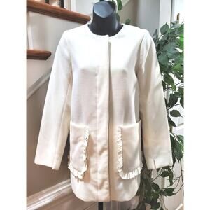 Kaari Blue Women's White Polyester Long Sleeve Buttons Front Casual Coat Size XS